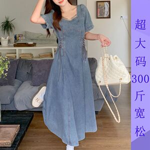 特大码300斤法式短袖连
