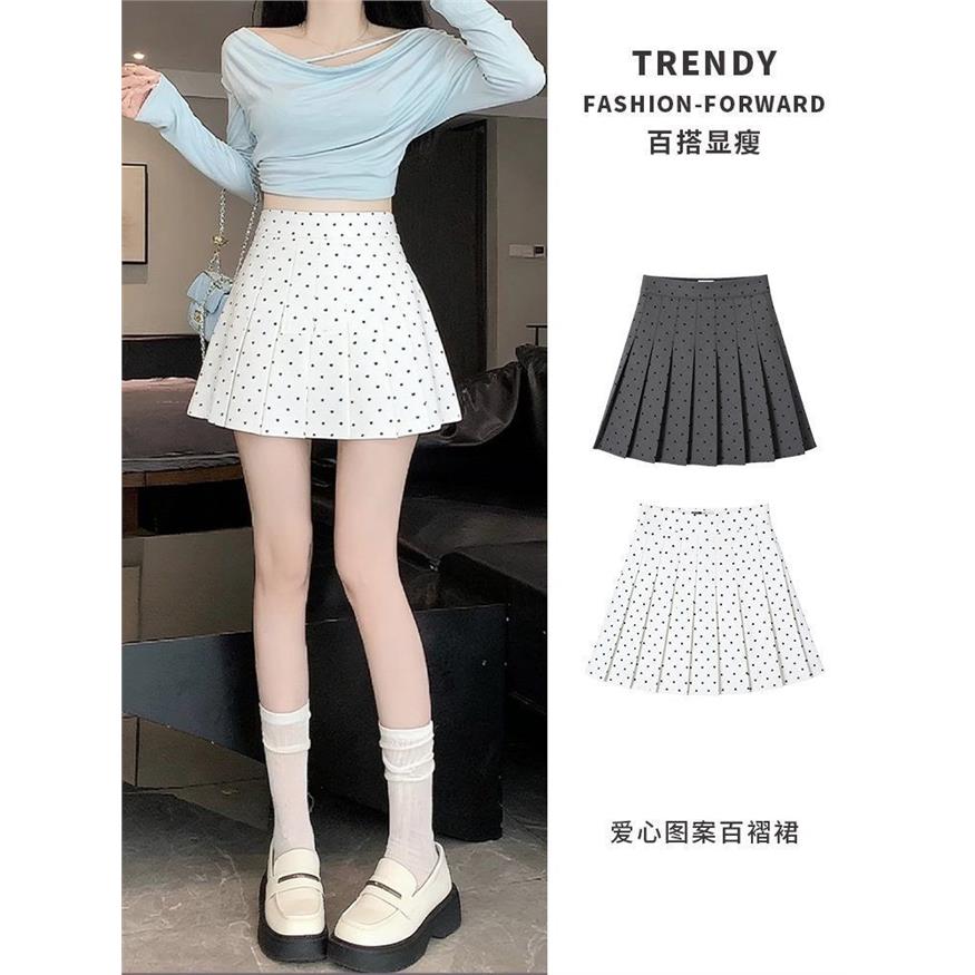 乡美媚法式白色波点高腰