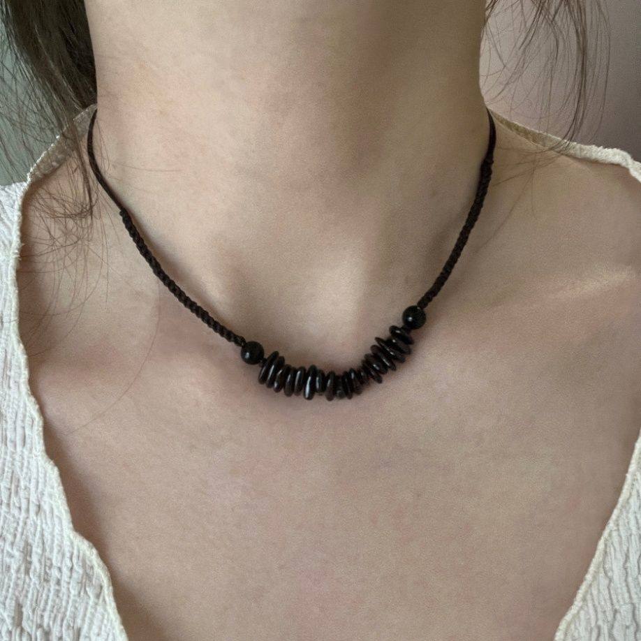 桃思竹《石榴熟了》系列新中式复古编绳石榴碎石黑色可调节项链,饰品/流行首饰/时尚饰品新,链条,淘宝优惠券,粉丝福利购,淘宝优惠卷