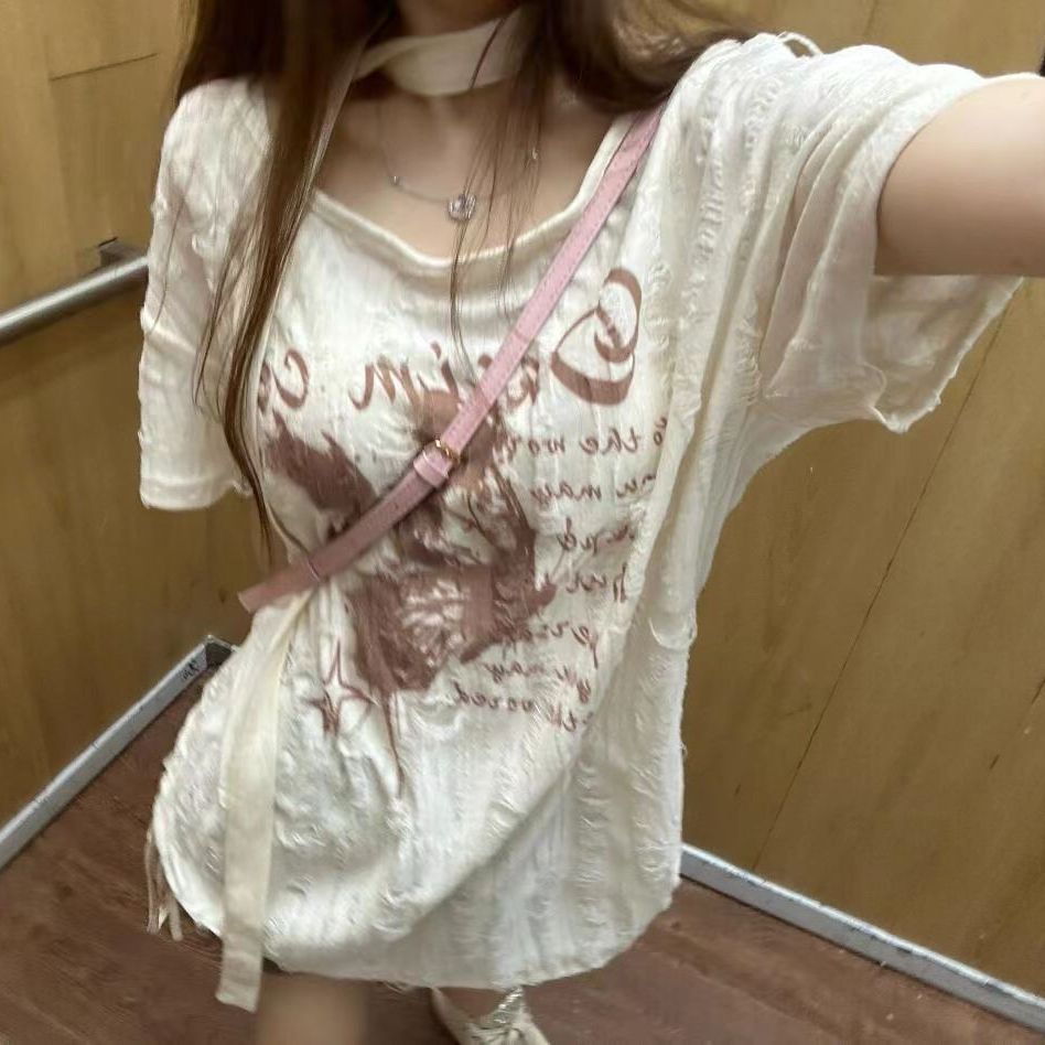 美式废土风手绘蝴蝶印花