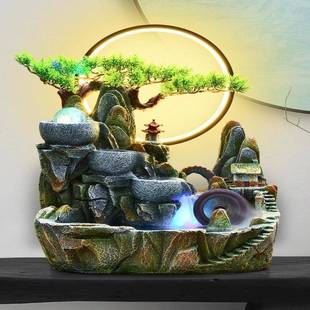 件高循环流水摆客厅造鱼缸假山车喷泉水盆UWO景山装饰生财风水轮