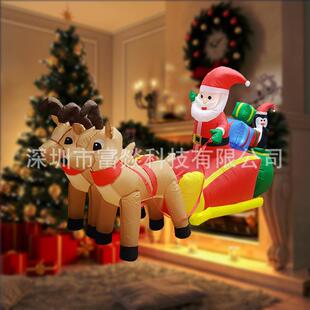 工厂境亚马逊9F圣诞节双鹿拉跨车气模户外LTE20230202发光气D氛充