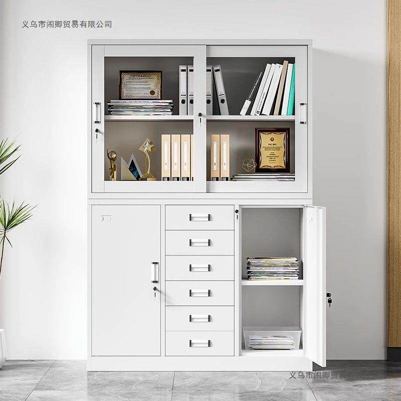柜MUM加厚铁皮文件柜1180中六宽斗抽屉钢制料柜财务a资4办公室档