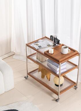 中古实木小推餐车客厅沙柜子发古置物架移67510动边几茶几车复床