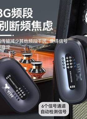Xvive接A58P58电吉他无发射线收器乐线器贝斯HAJ连接电吹管音频线