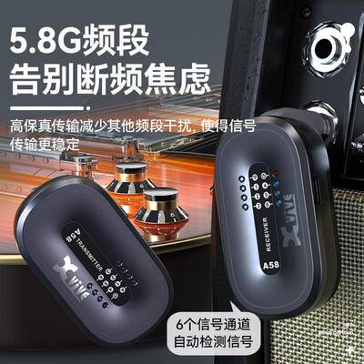 Xvive接A58P58电吉他无发射线收器乐线器贝斯HAJ连接电吹管音频线