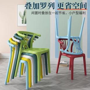 塑料椅子餐椅北欧餐桌椅现代简约加厚凳家用靠背书桌椅可叠放凳子