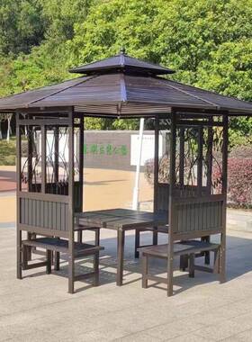 户外凉亭庭院花园遮YNN阳中棚小木外屋别墅农家乐茶式亭子室工地