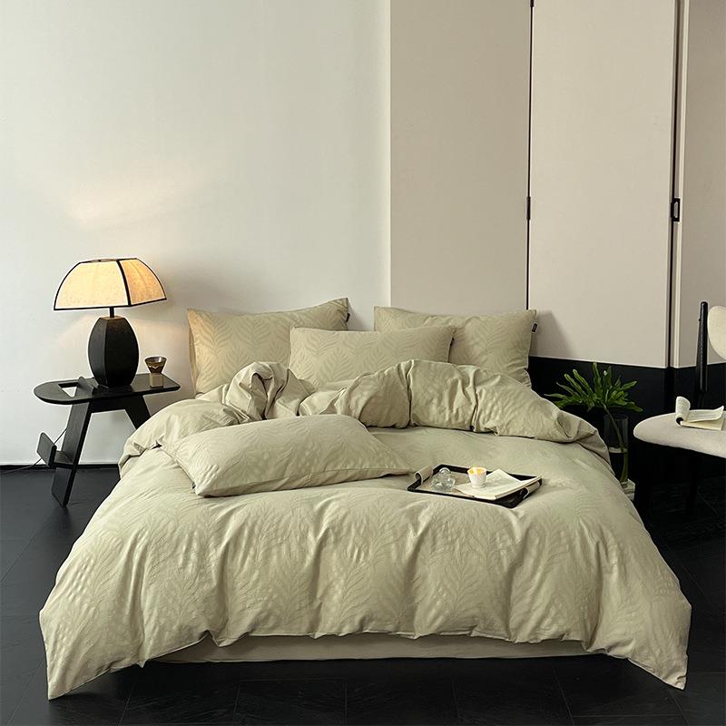 1花轻奢60S水洗棉床上四件套全宜代棉纯棉套00提简约床单被床笠三