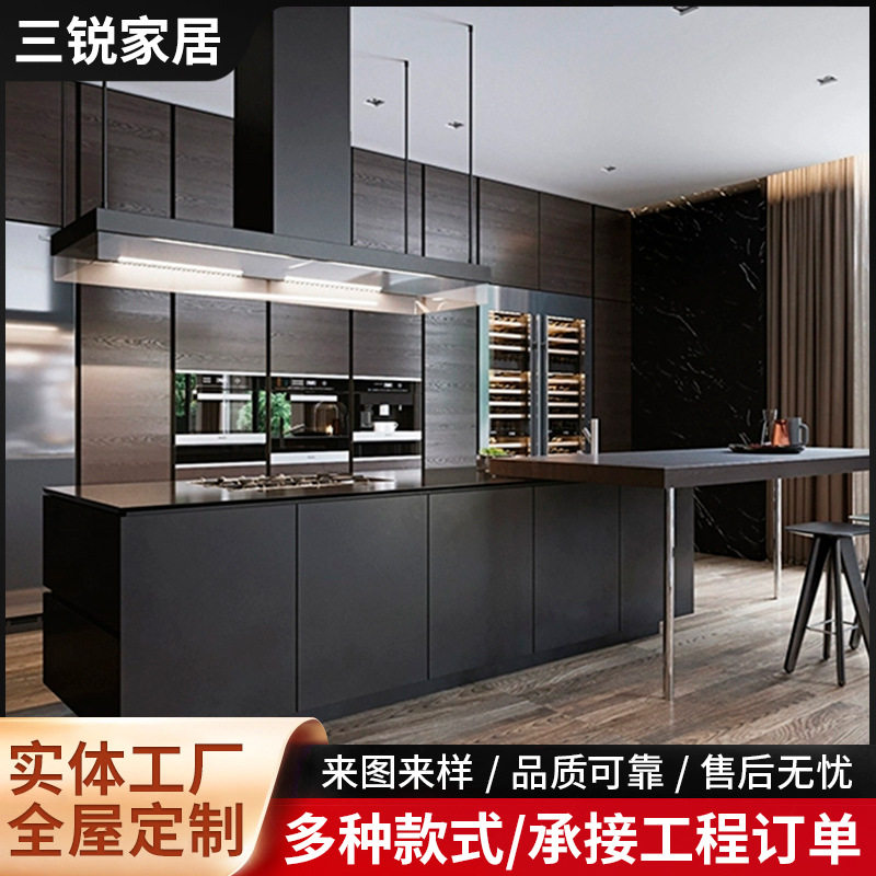 现代极简厨房石英石橱柜定制