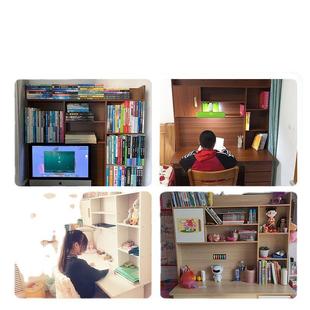 书桌学生家用电脑桌书柜一体书架桌初中生学习桌写字桌卧室小桌子