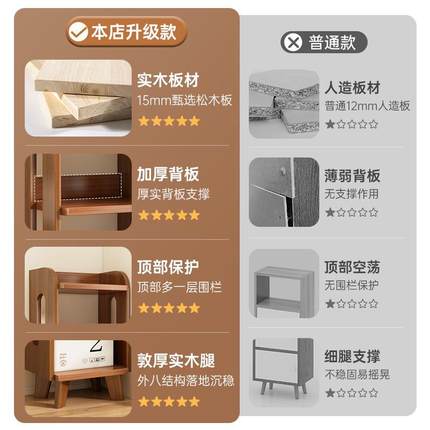 全实木书架落地置物架简易书柜家用客厅多层展示架卧室夹缝收纳架