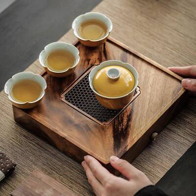 胡桃实木简SWA2-6小型茶盘用家简茶台一人储水茶海茶具托约盘日易