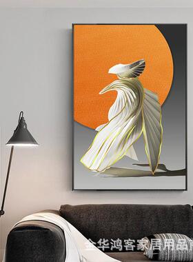 入装户玄关饰画竖ZGP版现代简轻挂画抽象橙约色大尺寸过道奢走廊