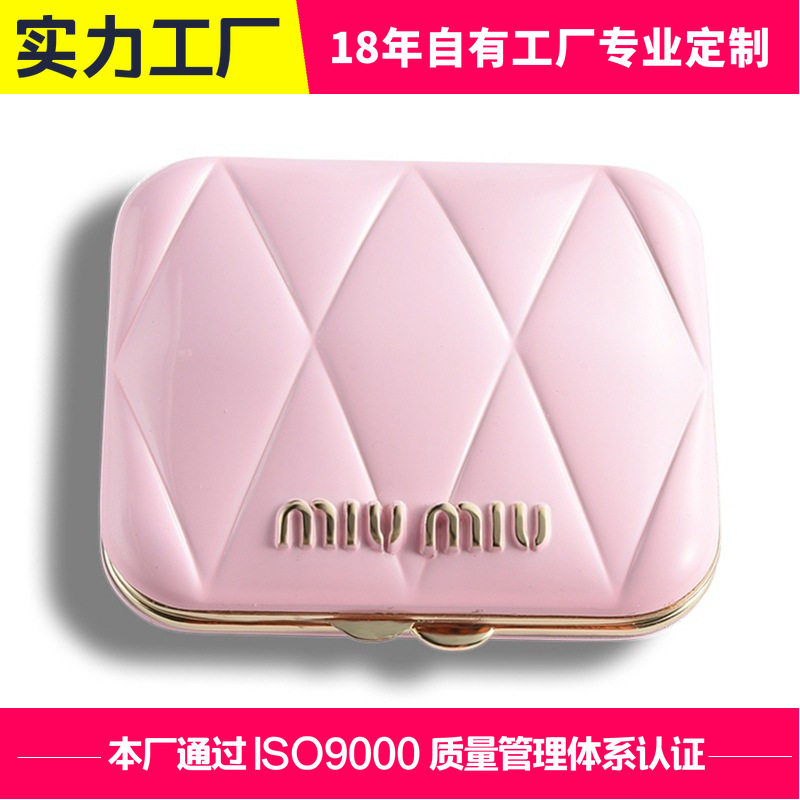 工厂直供锌合金折叠化妆镜 金属塑料一体补妆便携式小镜子批发
