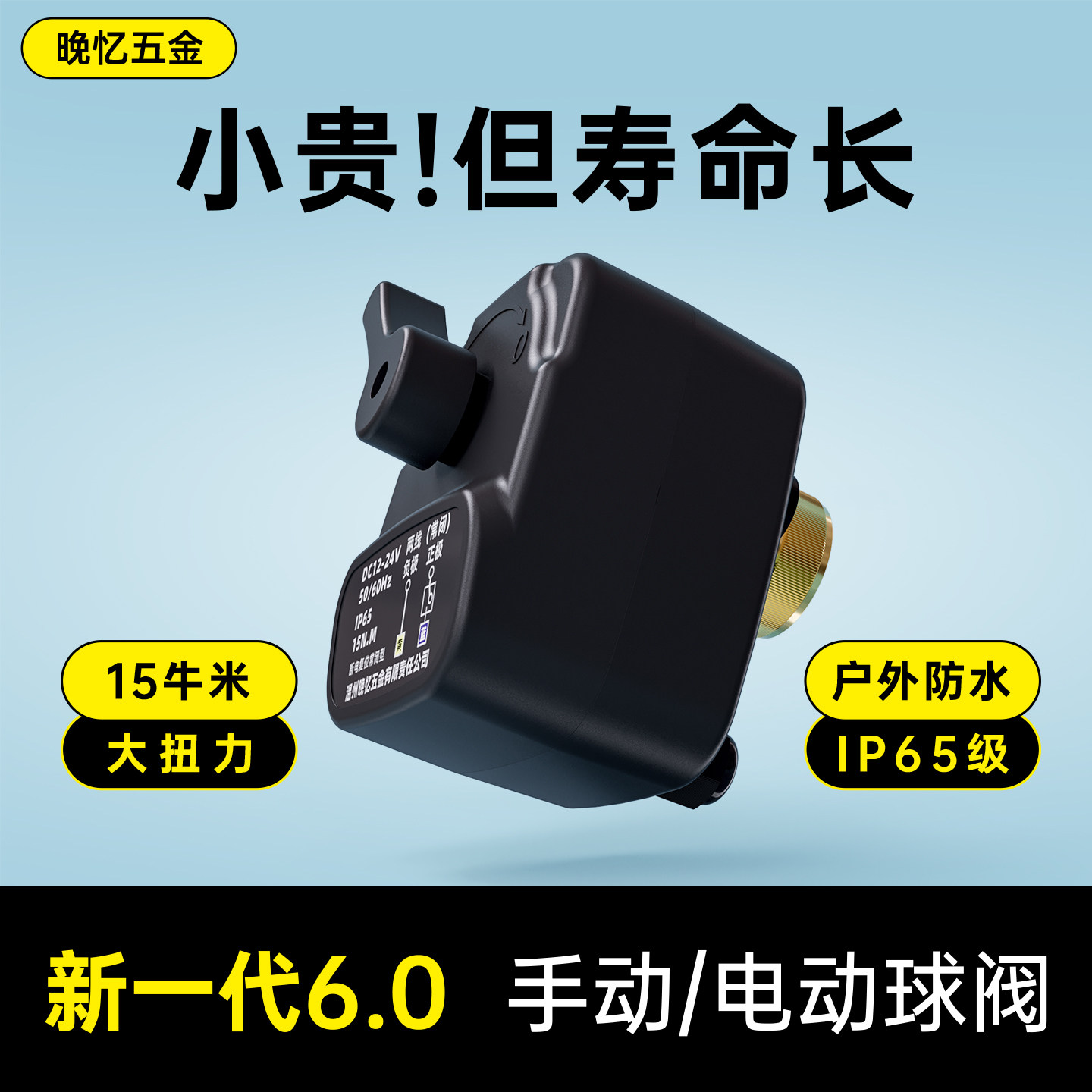 晚忆手自一体户外防水电动球阀15牛米电动二通代替电磁阀IP65防水