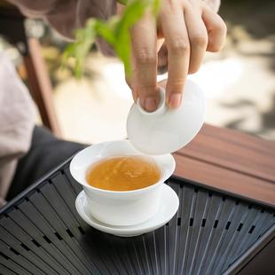 便携户外盖碗套组带茶盘中式 高档德化白瓷旅行茶具套装 简约旅游
