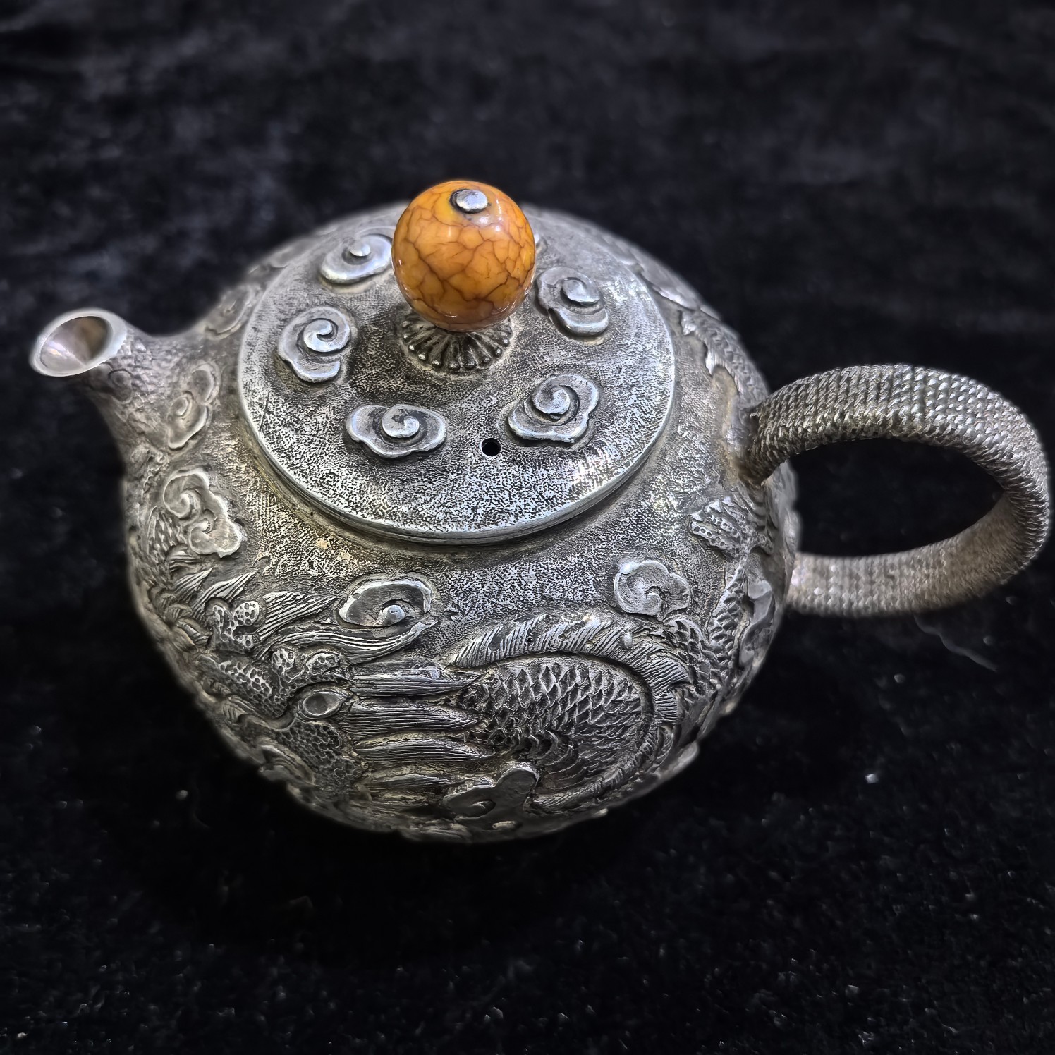 工艺品古玩杂项收藏仿古做旧精品龙壶鎏刻龙酒壶茶壶工艺品摆件
