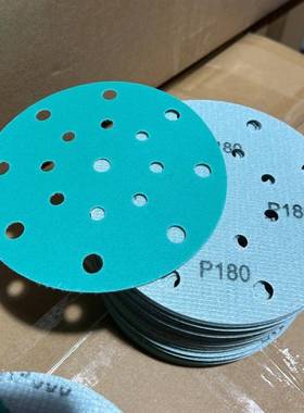 FZ88跨境6寸7孔陶瓷高薄膜砂纸汽干车磨无品牌/绿砂背绒绿色圆盘1