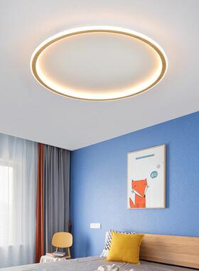 全日式LED吸顶灯超90023薄纹光谱卧室灯圆形木过道时尚温灯馨家居