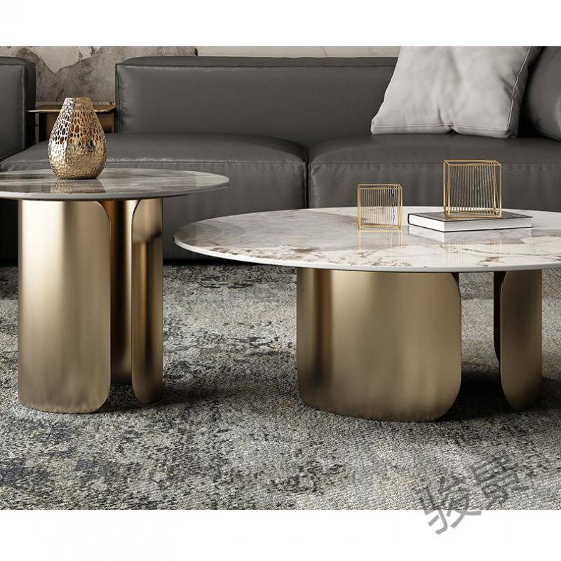 FS奢极茶小简岩板圆形几大组合意式轻GXS客家用小户型可伸缩不锈