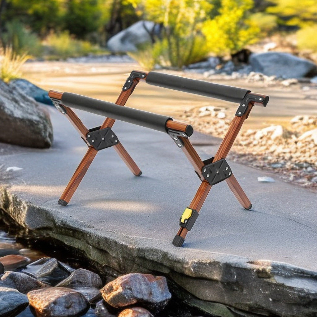 跨境冰桶架铝合金可调节野炊水桶架便捷可折叠野营置物架保温箱架
