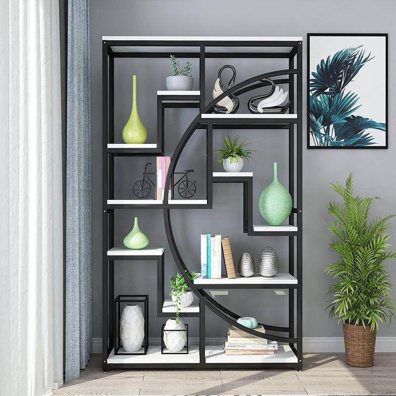 客厅置物书架办架公室玄UM关示架简约铁艺隔断餐厅架花架装饰家展