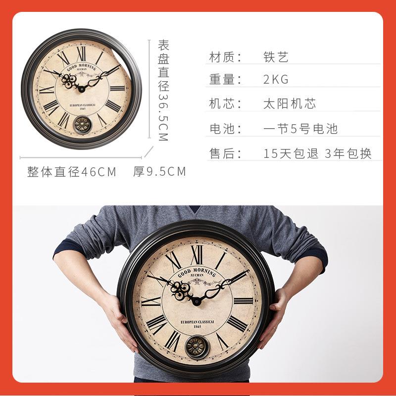 △2024新款古欧式表Fh(^l$p#挂代钟轻奢客厅简复约挂墙钟现美式时