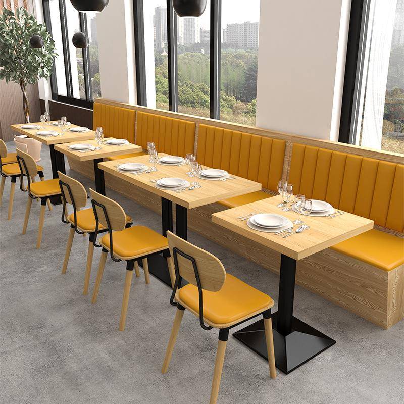 实木桌子西餐厅卡座餐饮奶茶店餐椅面馆咖啡厅餐桌椅组合商用