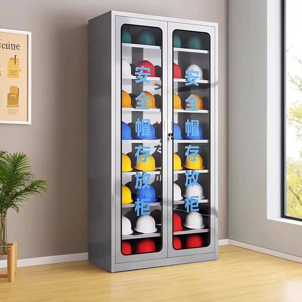 不锈钢安全帽存放柜工地头盔劳保用品放置架车间帽子收纳柜储存柜