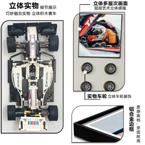 上墙积木展框孩卧室男床T151头挂画迈凯伦F示1汽上车墙相框儿童房
