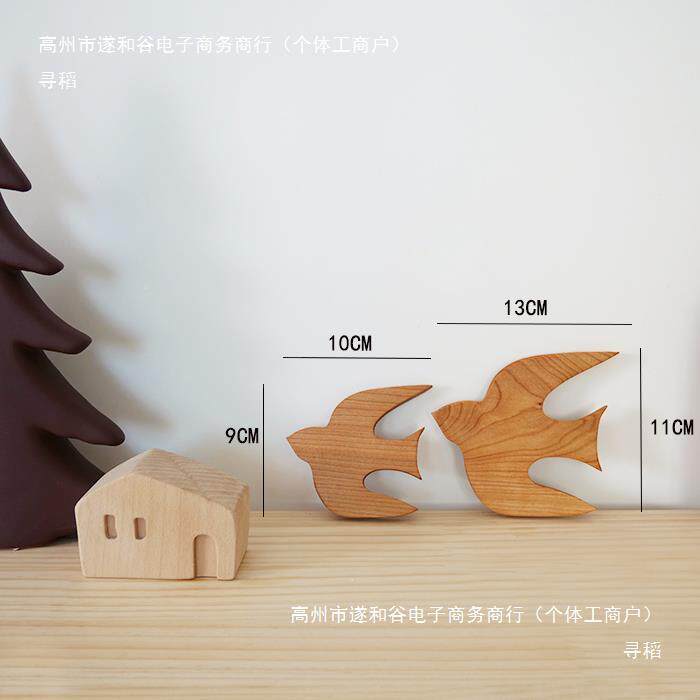 樱桃木鸟挂件墙壁挂tj#fglzn饰原木风实木装饰工工家居手燕艺品温