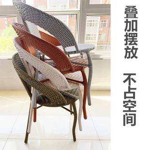 休闲条藤L编单把椅靠背成人椅三藤件藤套阳台椅户外家用小 新子款
