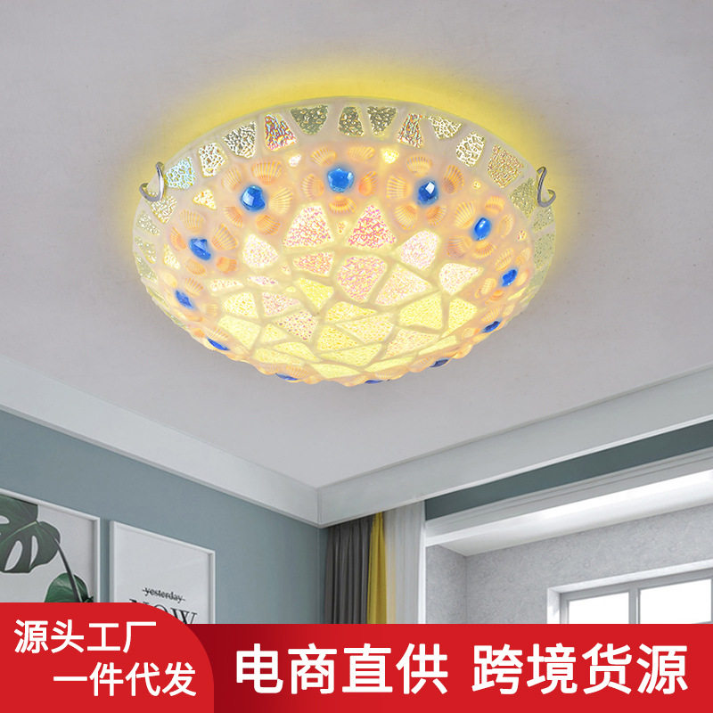 地中海彩色马赛克玻璃吸顶灯
