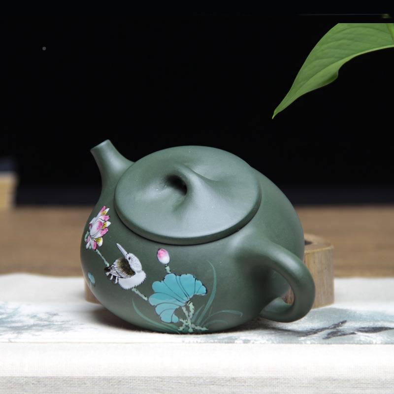 紫砂件壶景舟石一瓢壶起批宜兴纯手工原矿1204002绿泥品点彩泡小
