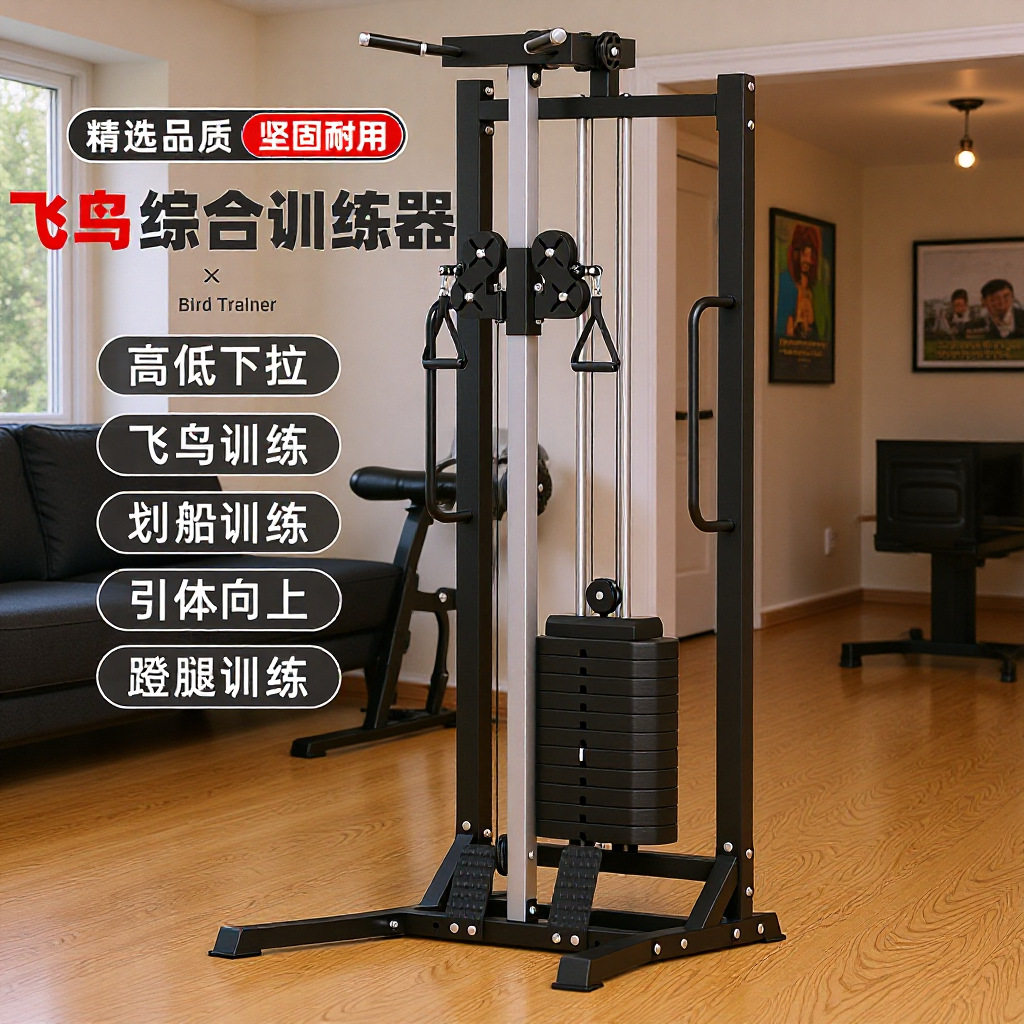 单边飞鸟龙门架家用小型力量健身夹胸多功能高低拉综合训练器划船