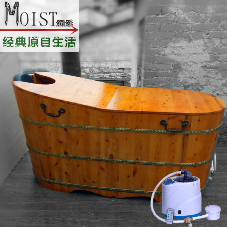 润泽香柏木全身熏蒸桶带盖蒸汽泡澡桶木质浴缸桑拿汗蒸洗澡桶厂家