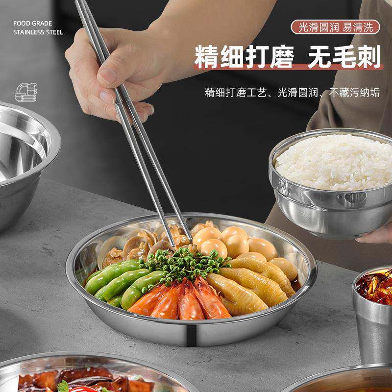 0WEA4不锈钢餐具碗碗盘套装便3携旅行户外露营用厨房碟盘家筷子汤