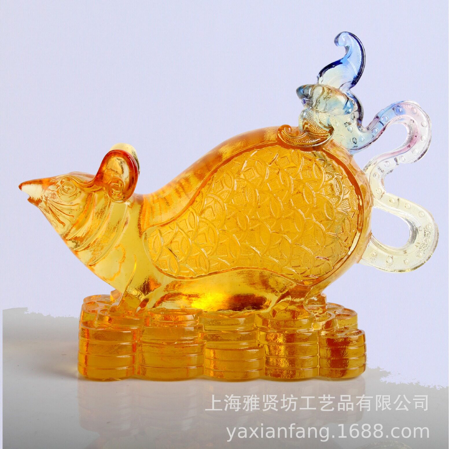 雅贤坊古法琉璃生肖鼠摆件