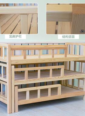 幼儿午睡三层四层推拉床实床抽屉式HWE拖园拉床木多层午休午托床