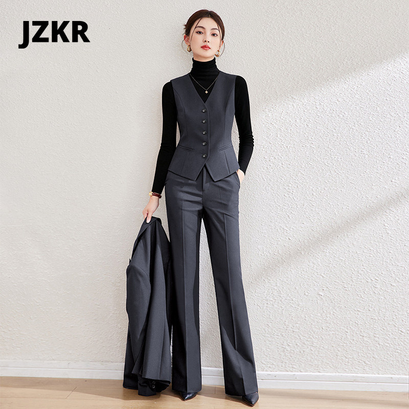 JZKR气质时尚马甲西装套装女休闲通勤职业西服正装厚款商务工作服