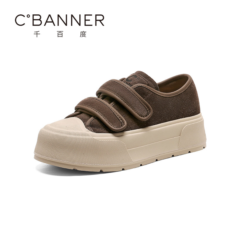 千百度时尚板鞋女松糕系带魔术贴休闲鞋软底增高轻便运动鞋帆布鞋,女鞋,休闲板鞋,淘宝优惠券,粉丝福利购,淘宝优惠卷
