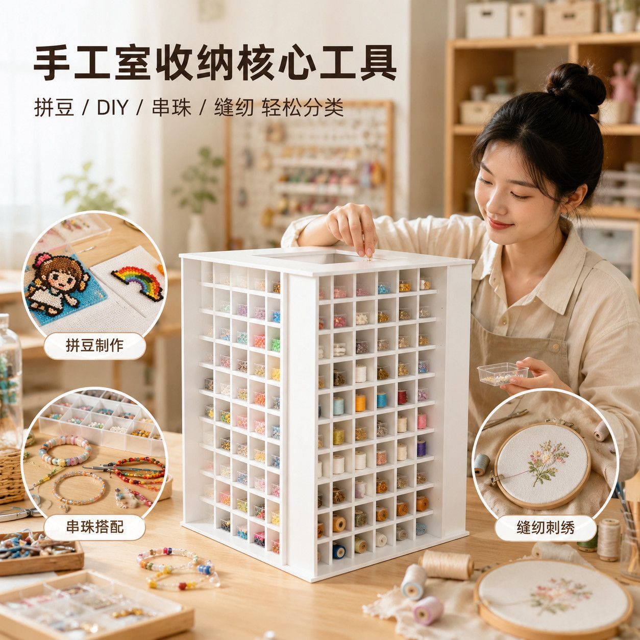 拼豆收纳架多层手工配件整理储物