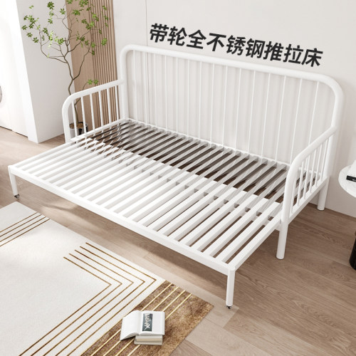 可伸缩床架不锈钢推拉抽拉式折叠床单人床变双人床拼接两用沙发床