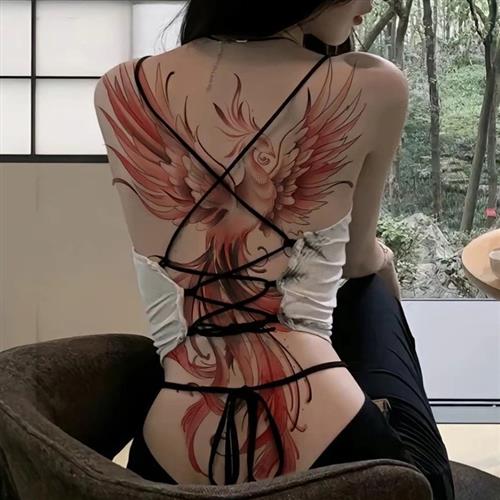 满背纹身贴大图防水男女持久关公赵云鲤鱼刺青纹身贴纸抖音同款