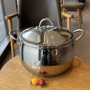 欧亚18/10双耳汤锅11L涨型汤锅一体镜光28cm钢盖炖煮锅蒸锅大容量