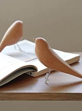 象有形/ 麻雀与燕子 小鸟木雕摆件 北欧风实木雕刻 家居软装饰品