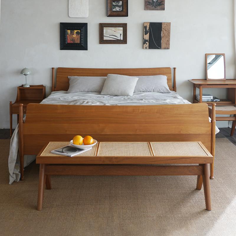 MUNA1.8米实木床复古缅甸柚木双人床法式床儿童床1.5米实木床