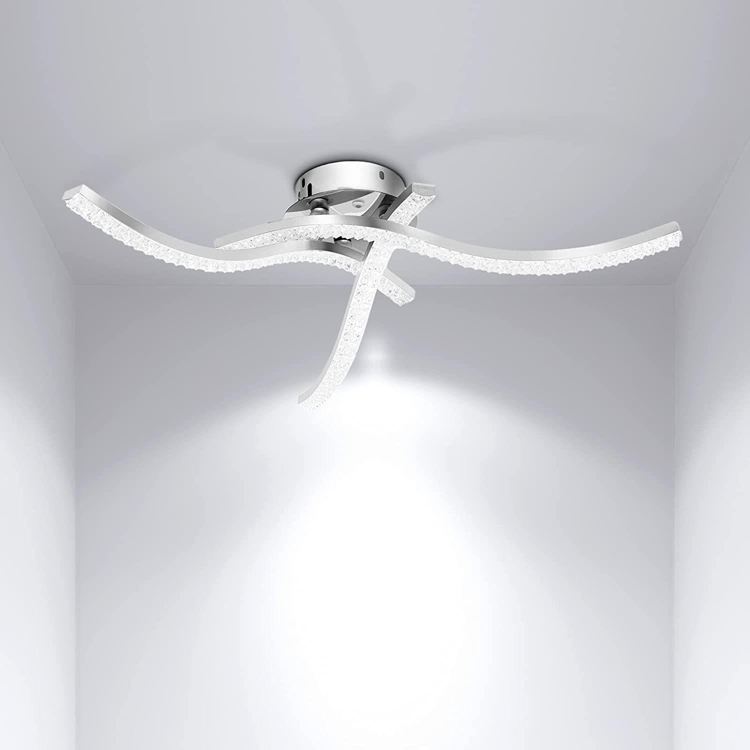 三叉亚克力波浪吸顶灯LED遥控客厅餐厅北欧现代卧室灯天花灯具