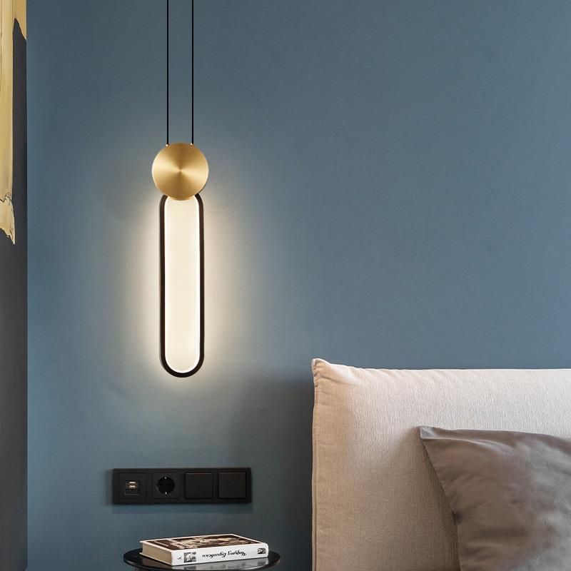 全铜床头吊灯轻奢现代简约网红主卧室吊灯创意个性北欧书房小吊灯